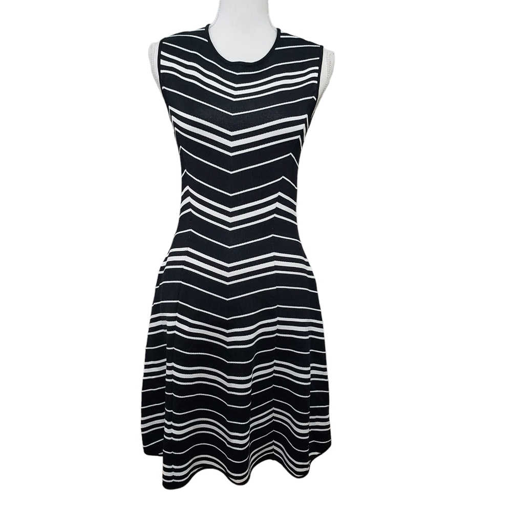 Pink Tartan black and white ponte dress S